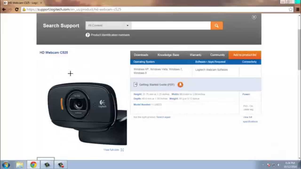 C525 logitech webcam installation software